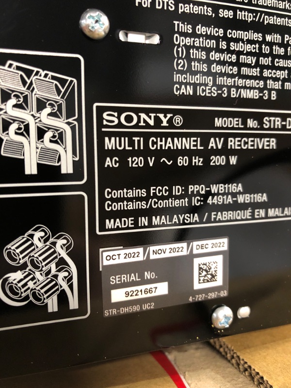 Photo 5 of Sony STR-DH590 5.2 Multi-Channel 4K HDR AV Receiver with Bluetooth