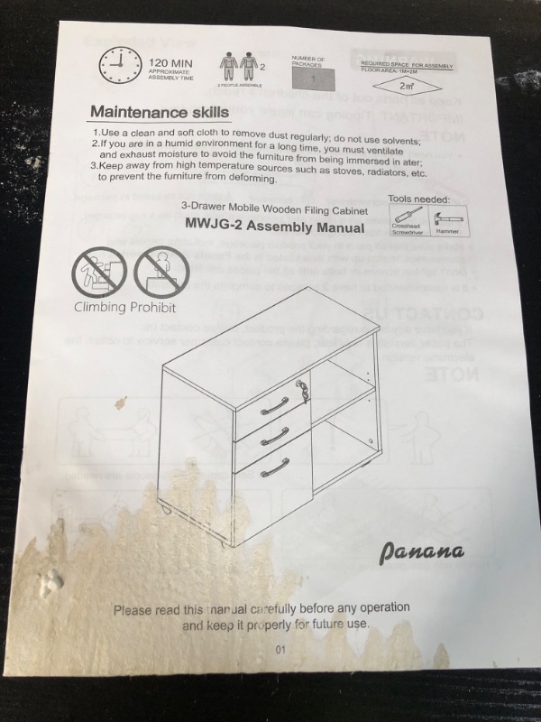 Photo 2 of 3 Drawer Mobile Wooden Filing Cabinet 