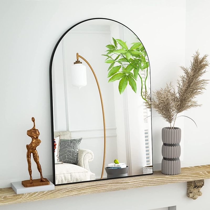 Photo 1 of 24" x 36" Arch Mirror Bathroom Wall Mounted Mirrors Black Vanity Mirror with Metal Frame 