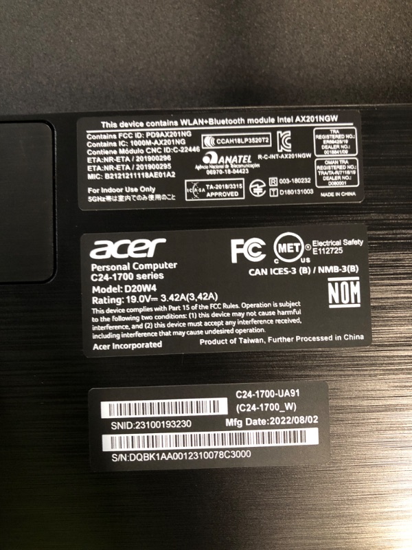 Photo 3 of ***SEE NOTES*** Acer Aspire C24-1700-UA91 AIO Desktop | 23.8" Full HD IPS Display | 12th Gen Intel Core i3-1215U | Intel UHD Graphics | 8GB DDR4 | 512GB NVMe M.2 SSD | Intel Wireless Wi-Fi 6 | Windows 11 Home i3-1215U / 512GB, Keyboard and mouse INCLUDED
