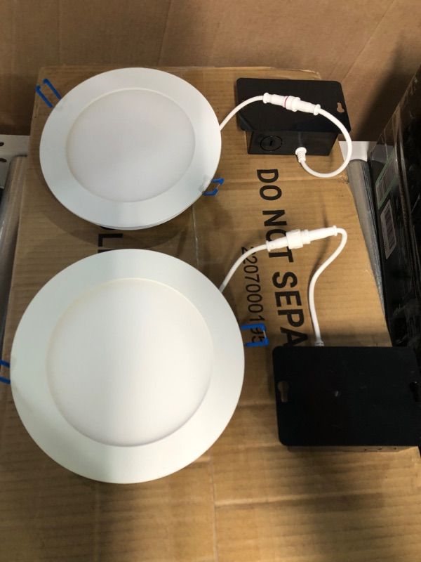 Photo 1 of 2pc Sunco Lighting 6 Inch Ultra Thin LED Recessed Ceiling Lights Slim Selectable 2700K/3000K/3500K/4000K/5000K, Dimmable 14W=100W, 850 LM, Smooth Trim Can