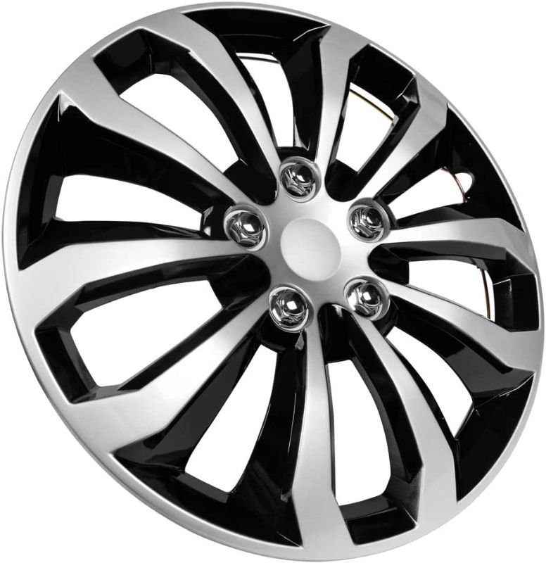 Photo 1 of CarXS Two-Tone Style Hubcaps 16" Wheel Covers, Black & Silver Model Cover,3 Pieces 