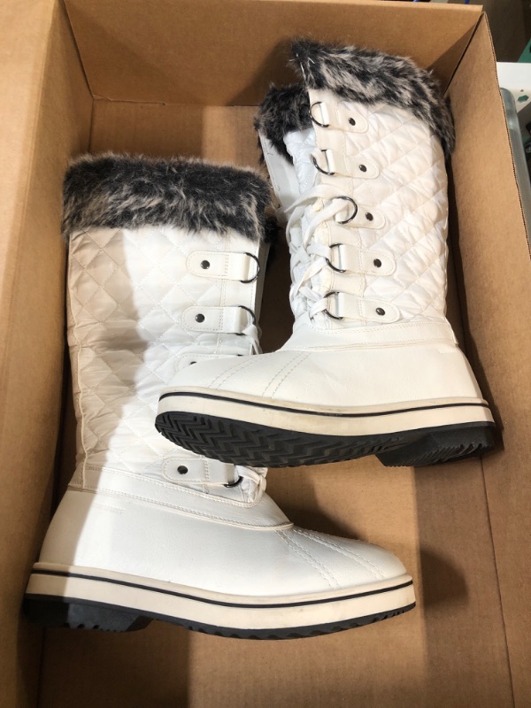 Photo 2 of [USED] ALEADER Womens Cold Weather Winter Boots, Waterproof Snow Boots 10 White