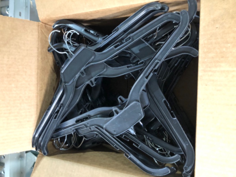 Photo 2 of [DAMAGE] Hanger Central Heavy-Duty Black Plastic Closet Shirt Hangers, 19 Inch, 25 Pack
