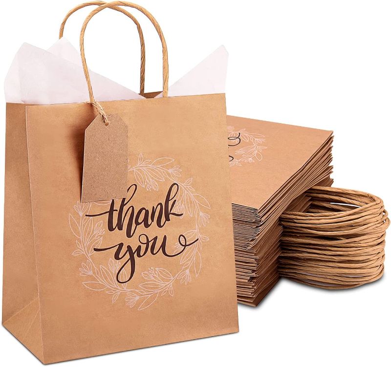 Photo 1 of 100 pcs Brown Thank you Gift Shopping Bags 