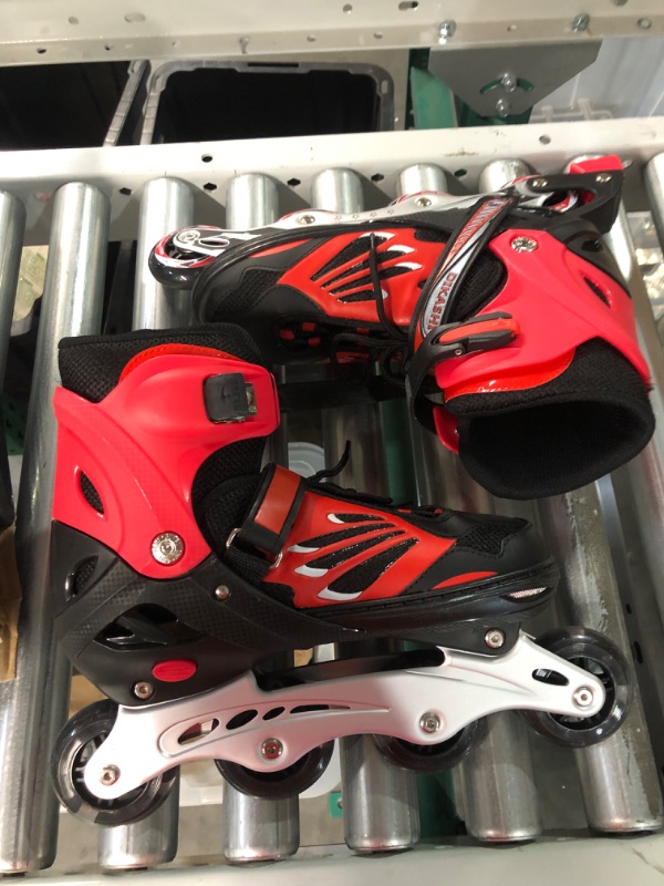 Photo 4 of [DAMAGE] Black/Blue/Red Adjustable Inline Skates  X-Large - Adults & Kids (7.5-9.5) Red