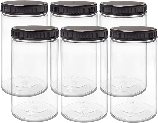 Photo 1 of [USED] Clear Plastic Jars with Lids - 12pk