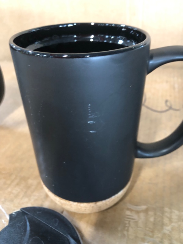 Photo 3 of [SET - DAMAGE] Ceramic Coffee Mugs with Cork Bottom + Mug Rack
