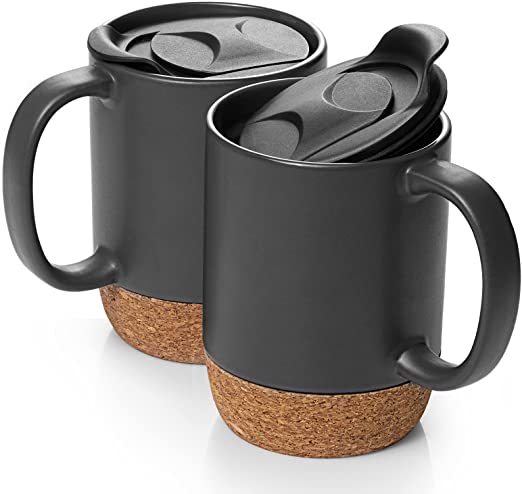 Photo 1 of [SET - DAMAGE] Ceramic Coffee Mugs with Cork Bottom + Mug Rack