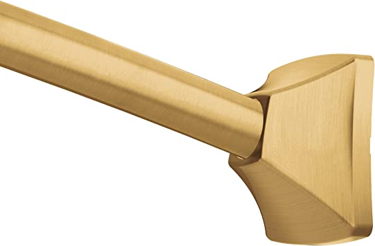 Photo 1 of [DAMAGE] Moen Brushed Gold 72-Inch Permanent Mount Adjustable Curved Shower Rod
