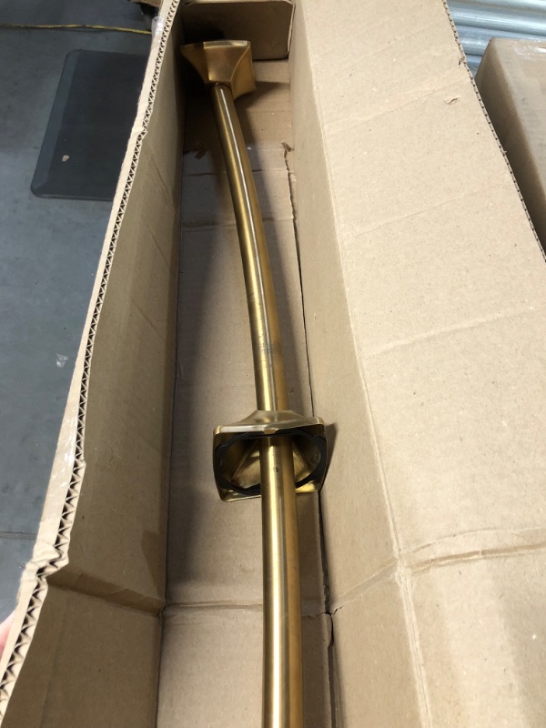 Photo 3 of [DAMAGE] Moen Brushed Gold 72-Inch Permanent Mount Adjustable Curved Shower Rod
