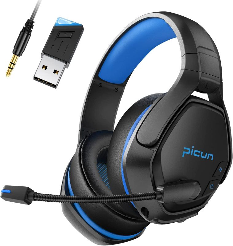 Photo 1 of Picun PG-01 Wireless Gaming Headset for PC, PS5, PS4, MacBook, 2.4Ghz Bluetooth Gaming Headphones