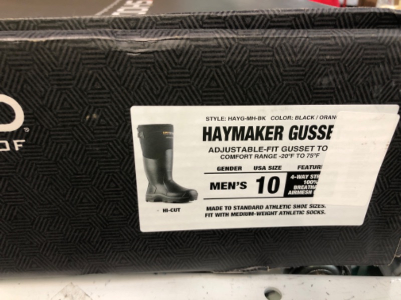 Photo 4 of DRYSHOD Haymaker Gusset Men's Size 10 Black & Orange Waterproof Hi Farm Boots