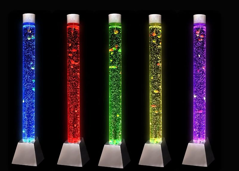 Photo 2 of Playlearn Sensory Bubble Tube - LED Bubble Lamp - 6 Foot Fake Fish Tank - Large Floor Lamp with 8 Color Changing Lights - Stimulating Home and Office Décor - App and Remote Controlled