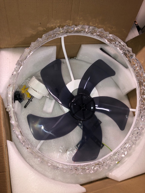 Photo 2 of **USED/POSSIBLE MISSING ARTS**  KINDLOV Modern Indoor Flush Mount Ceiling Fan with Lights, Dimmable Low Profile Ceiling Fans with Remote Control, Smart 3 Light Color Change and 6 Speeds for Bedroom Living Room Kitchen, White