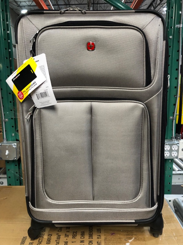 Photo 2 of **USED BUT APPEARS NEW** SwissGear Sion Softside Expandable Roller Luggage, Pewter, Checked-Large 29-Inch Checked-Large 29-Inch Pewter