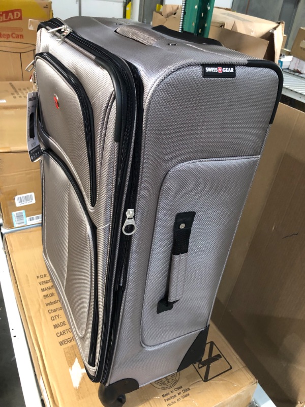 Photo 4 of **USED BUT APPEARS NEW** SwissGear Sion Softside Expandable Roller Luggage, Pewter, Checked-Large 29-Inch Checked-Large 29-Inch Pewter