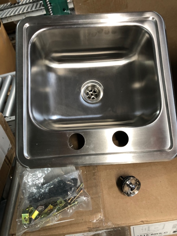 Photo 4 of **SEE NOTES**  Houzer Hospitality Series Topmount Stainless Steel 2-Holes Bar/Prep Sink Combo with Bar Sink Basket Strainer for 2-Inch Drain Openings 1515-6BS-C Sink & Drain Combo