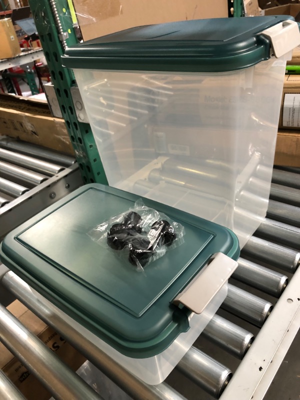 Photo 1 of **SEE NOTES**  IRIS USA 3-Piece or 2-Piece 35 Lbs / 45 Qt WeatherPro Airtight Pet Food Storage Container Combo and Treat Box for Dog Cat Bird Food, Keep Pests Out, Translucent Body Green 2-Piece / 35 Lbs - 45 Qt