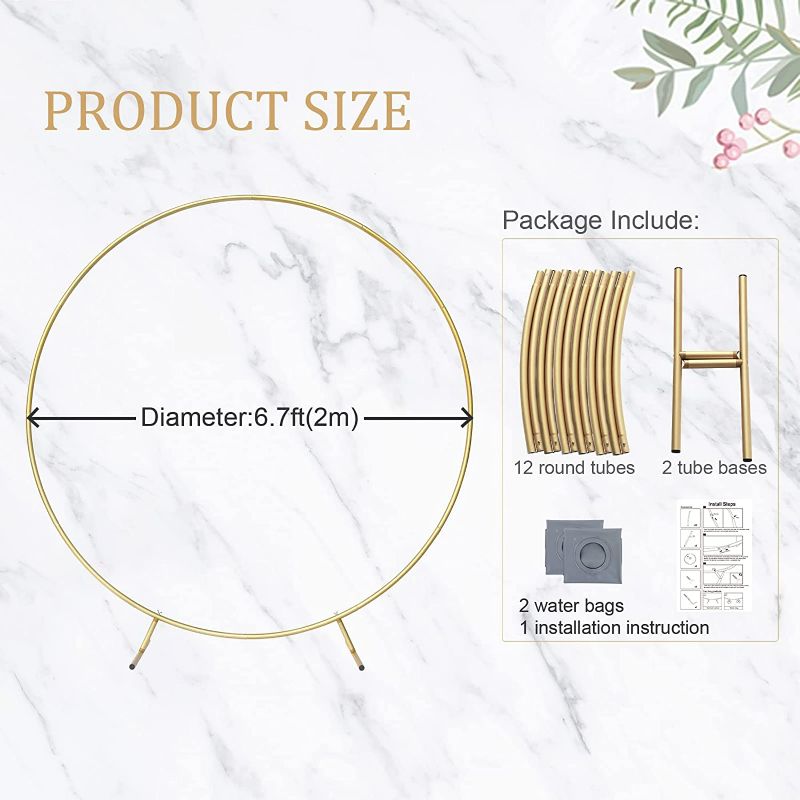 Photo 1 of **SEE NOTES**  Round Backdrop Stand, 6.7ft Aluminum Balloon Arch Kit, Golden Circle Wedding Arch Frame, for Birthday Party, Graduation, Wedding and Bridal Shower Photo Background Decoration Gold 6.7ft