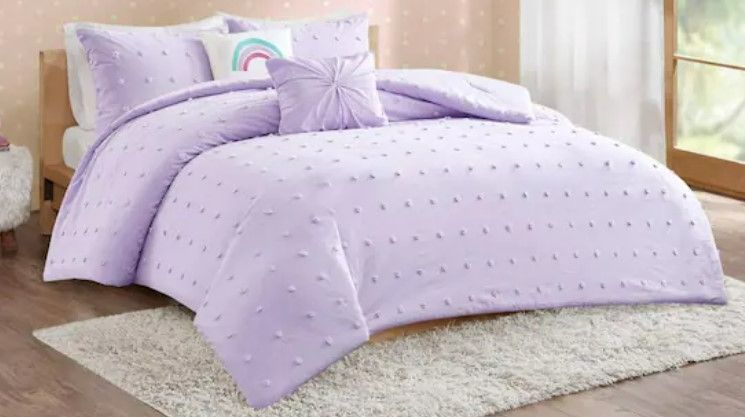 Photo 1 of **BRAND NEW**  URBAN HABITAT KIDS - Ensley 5-Piece Lavender Full/Queen Cotton Jacquard Pom Pom Comforter Set