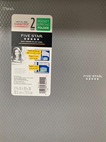 Photo 1 of (3x) Five Star 2-Pocket & Prong Checkered Plastic Folder 11-5/8" x 9-5/16" (Grey)