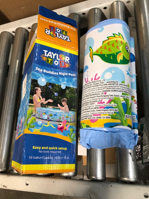 Photo 1 of **USED BUT APPEARS NEW** Taylor Toy Kiddie Pool - Plastic Pools for Kids, Toddlers & Baby - Small Kid Paddling Wading Pool - Quick Pop Up & Foldable - Non Inflatable Snapset Round Pool for Backyard (3ft x 10 inch, 59 Gal) 4' Ocean
