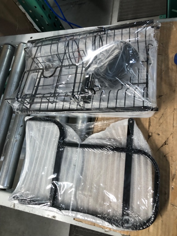 Photo 2 of **USED BUT APPEARS NEW** Forever Rack Dish Drying Rack, Dish Rack and Drainboard Set Dish Dryer Rack 2 Tier, Rustproof Dish Drainer Plate Rack for Kitchen Countertop, Black Black H-Shaped