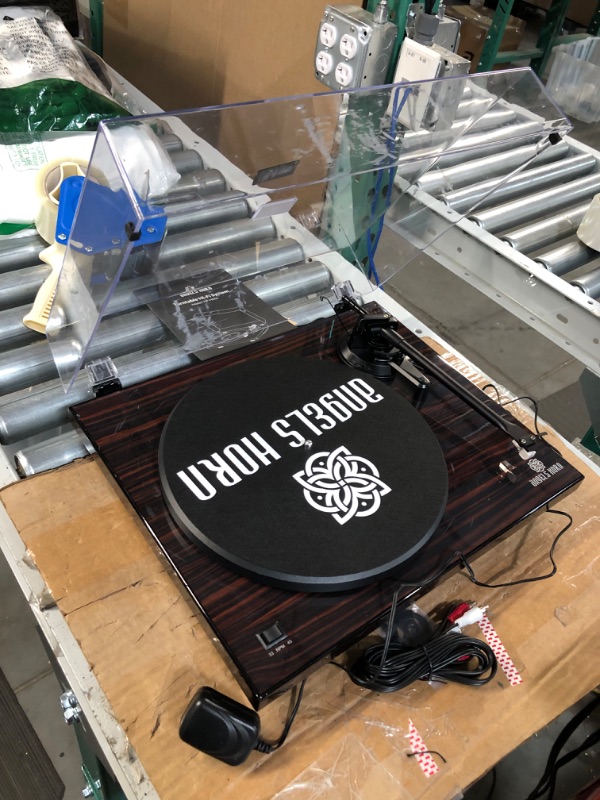 Photo 1 of ANGELS HORN Turntable, Vinyl Record Player, Built-in Phono Preamp, Belt Drive 2-Speed, Adjustable Counterweight, AT-3600L (Upgraded Bluetooth Version) Walnut Wood