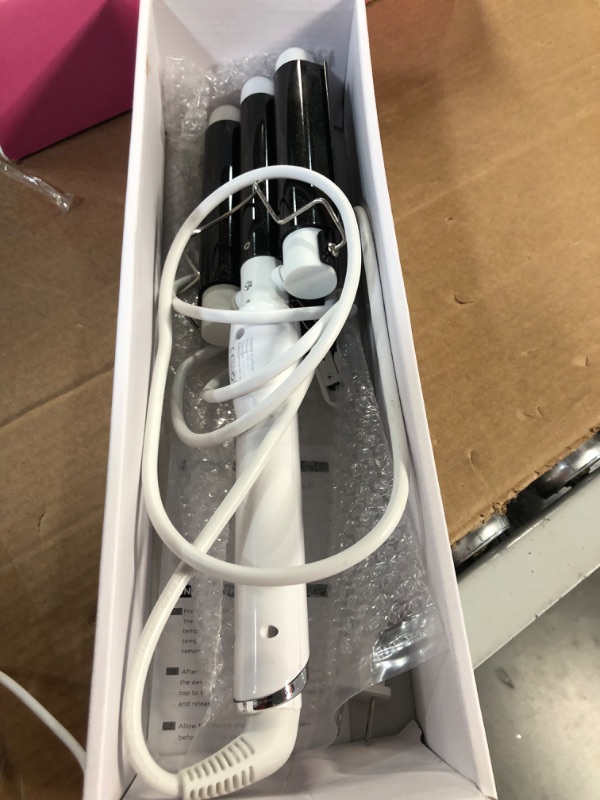 Photo 1 of 3 Barrel Curling Iron Wand Hair Crimper with LCD Temp Display - 1.25 Inch Temperature Adjustable Triple Barrels 