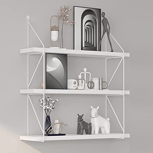 Photo 1 of LAPTAIN 3-Tier Display Wall Shelf Floating Function Storage Rack Hanging Wall Shelves White for Bathroom Kitchen Office Nursery Room and More