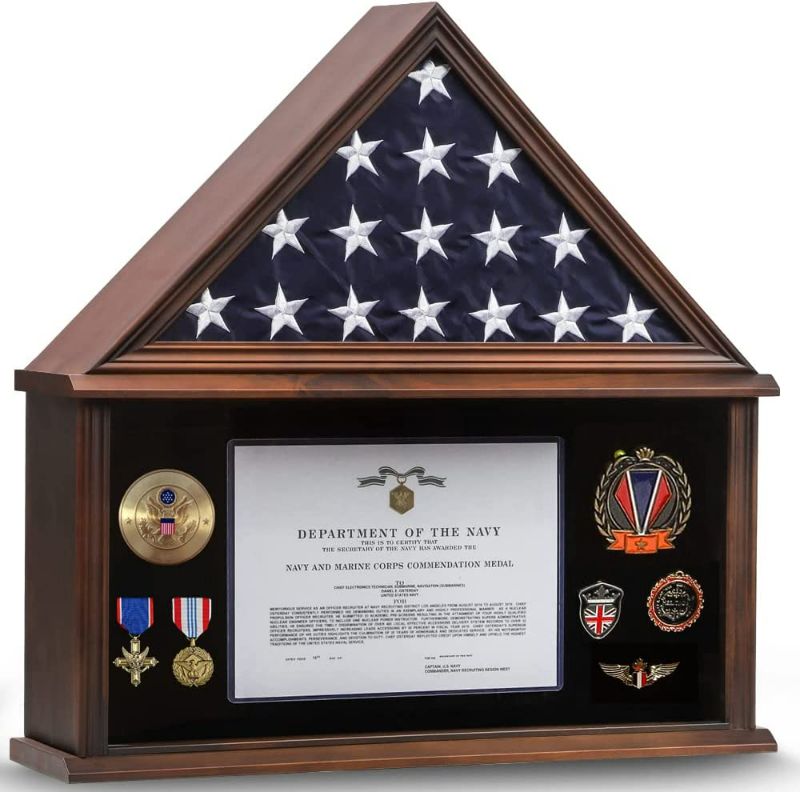 Photo 1 of *BRAND NEW* Zmiky Large Burial Flag Display Case American Flag Solid Wood Display Case