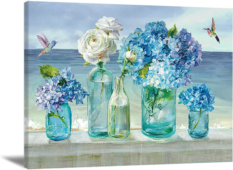 Photo 1 of *BRAND NEW* TarrZhine Farmhouse Bathroom Wall Art Flowers Canvas Wall Decor Hydrangea Floral Blossom Poster 