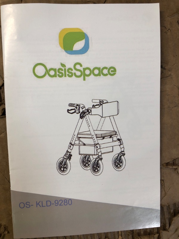 Photo 2 of *GENTLY USED* OasisSpace Heavy Duty Rollator Walker - Pneumatic Rollator Walker with Large Padded Seat & Extra Wide Backrest, Supports up to 450 lbs