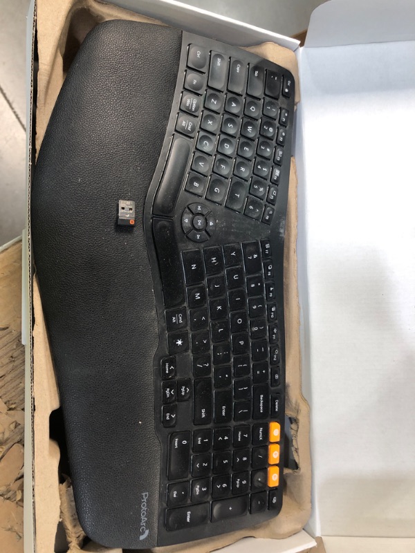 Photo 2 of *USED* ProtoArc Backlit Wireless Ergonomic Keyboard, EK01 Bluetooth Ergo Split Keyboard with Wrist Rest, Natural Typing, Multi-Device, Rechargeable, Windows/Mac/Android