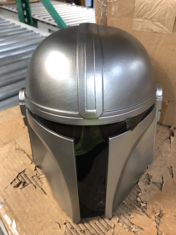 Photo 3 of *MINOR DAMAGE* jinrio Mandalorian Helmet Replica Adult Size, Men's PVC Full Head Mask,LG