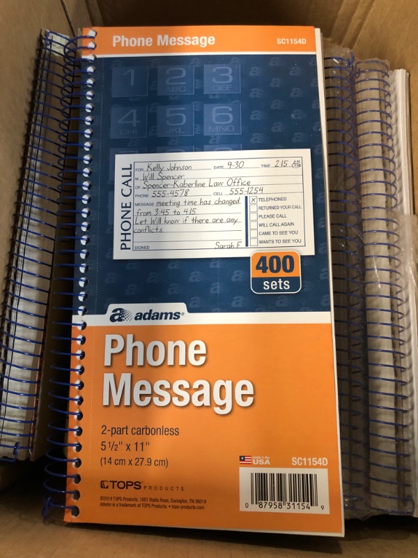 Photo 3 of Adams Message Book/Phone Call, Carbonless Duplicate, 5.50 x 11 Inches, 400 Sets per Book (SC1154D) 13-pack of books