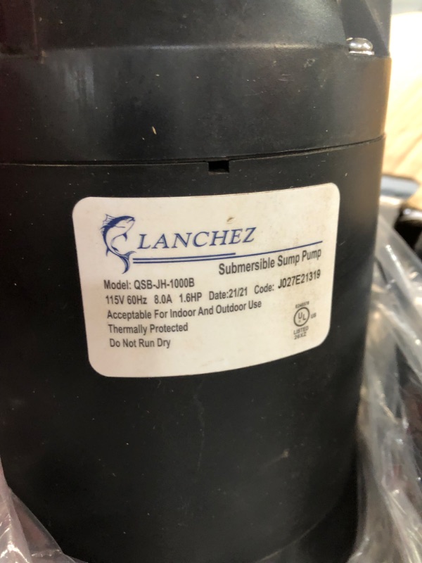 Photo 3 of *Used* Lanchez 1.6 HP Submersible Sump Pump 4858GPH with Float Switch 