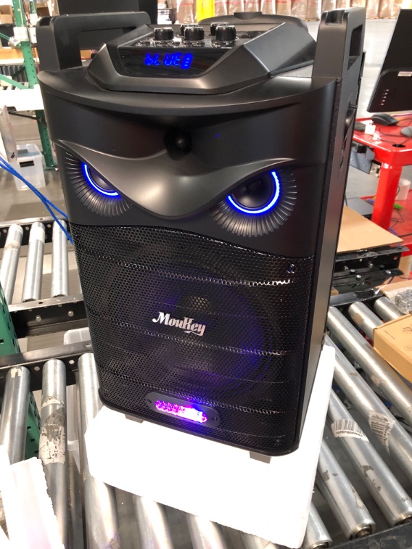 Photo 1 of Moukey Karaoke Machine, w/ 2 Wireless Microphones, Lyrics Display Holder, and Party Lights, 10" Subwoofer