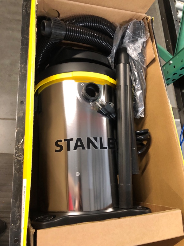 Photo 3 of *Minor Scuffs* Stanley - SL18129 Wet/Dry Vacuum, 4 Gallon, 4 Horsepower, Stainless Steel Tank Silver+yellow