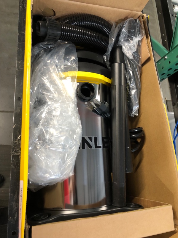 Photo 6 of *Minor Scuffs* Stanley - SL18129 Wet/Dry Vacuum, 4 Gallon, 4 Horsepower, Stainless Steel Tank Silver+yellow