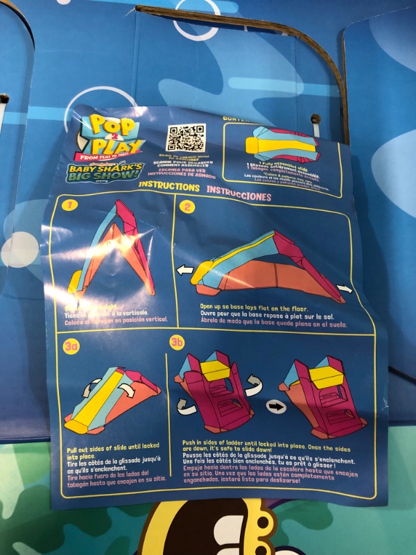 Photo 3 of *Minor Tear* Pop2Play Baby Shark Slide, Durable Foldaway Cardboard 37 x 26 x 2 inches