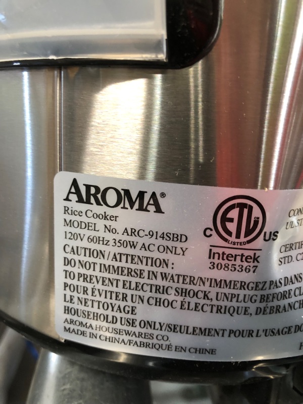 Photo 1 of *Minor Dent* Aroma Housewares ARC-914SBD Rice Cooker and Food Steamer, Stainless, 4-Cup (Uncooked) / 8-Cup (Cooked) Basic