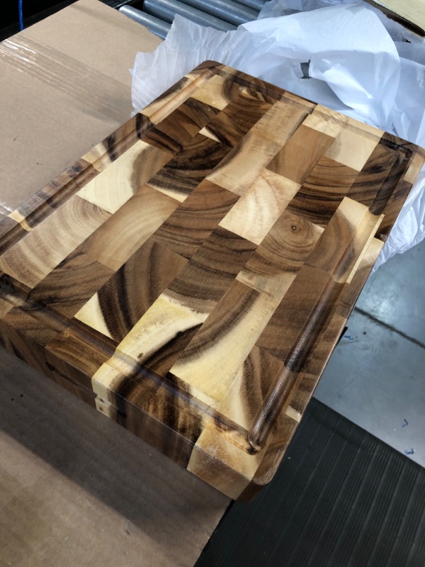 Photo 2 of [notes] Villa Acacia Large Wood Cutting Board with Juice Groove, 2.5 Inch Thick 17 x 12 x 2.5 Inch