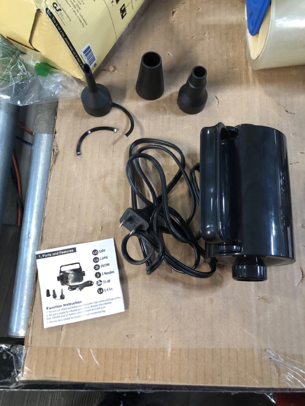 Photo 1 of *Minor Damage* Electric Air Pump with 3 Nozzles, 320W, 110V AC, 1.6PSI, Air Flow 26CFM black