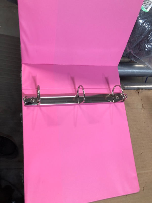 Photo 2 of 2 Inch 3 Ring Binder Pink, Slant D-Ring 2 in, Clear View Cover with 2 Inside Pockets