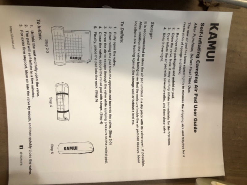 Photo 2 of *Possibly missing carry bag* KAMUI Self Inflating Sleeping Pad - 2 Inch Thick, Connectable with Multiple Mats (Blue) 