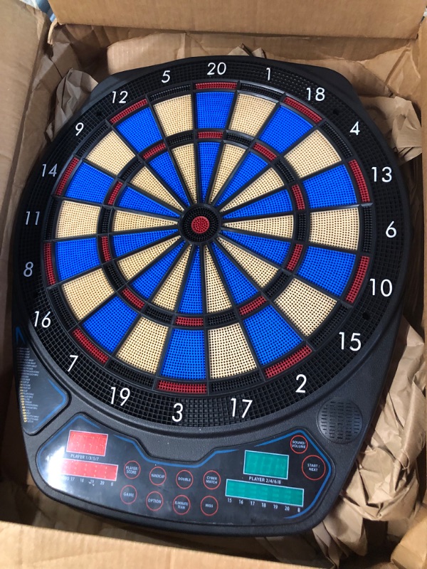 Photo 2 of **Missing Power Cord** OLI Electronic Dart Board with 12 Soft Tip Darts, LED Display Automatic Scoring Dartboard, 100 Plastic Tips & Power Adapter Included (Blue-6 Built-in Slots)