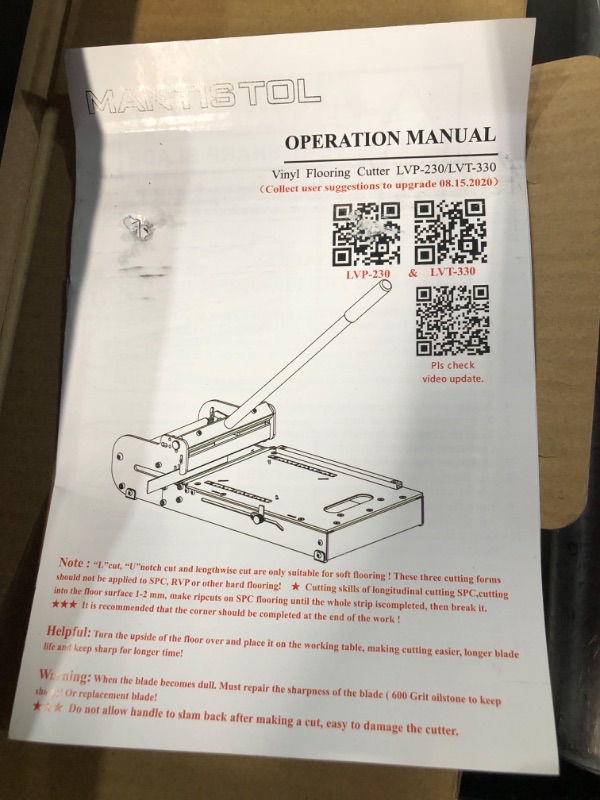 Photo 3 of *Minor Scuffs* MantisTol 13" Pro Vinyl Floor Cutter LVT-330 for VCT,LVT, SPC, PVC, LVP, WPC and Rigid Core Vinyl Plank