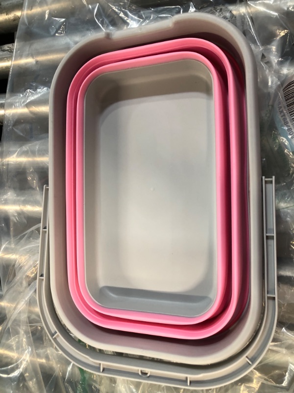 Photo 2 of **Pink Color** SAMMART 12L (3.1 Gallon) Collapsible Rectangular Handy Basket, Pink